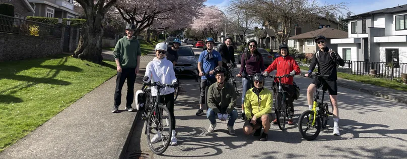 A group of people with their bikes on a group ride